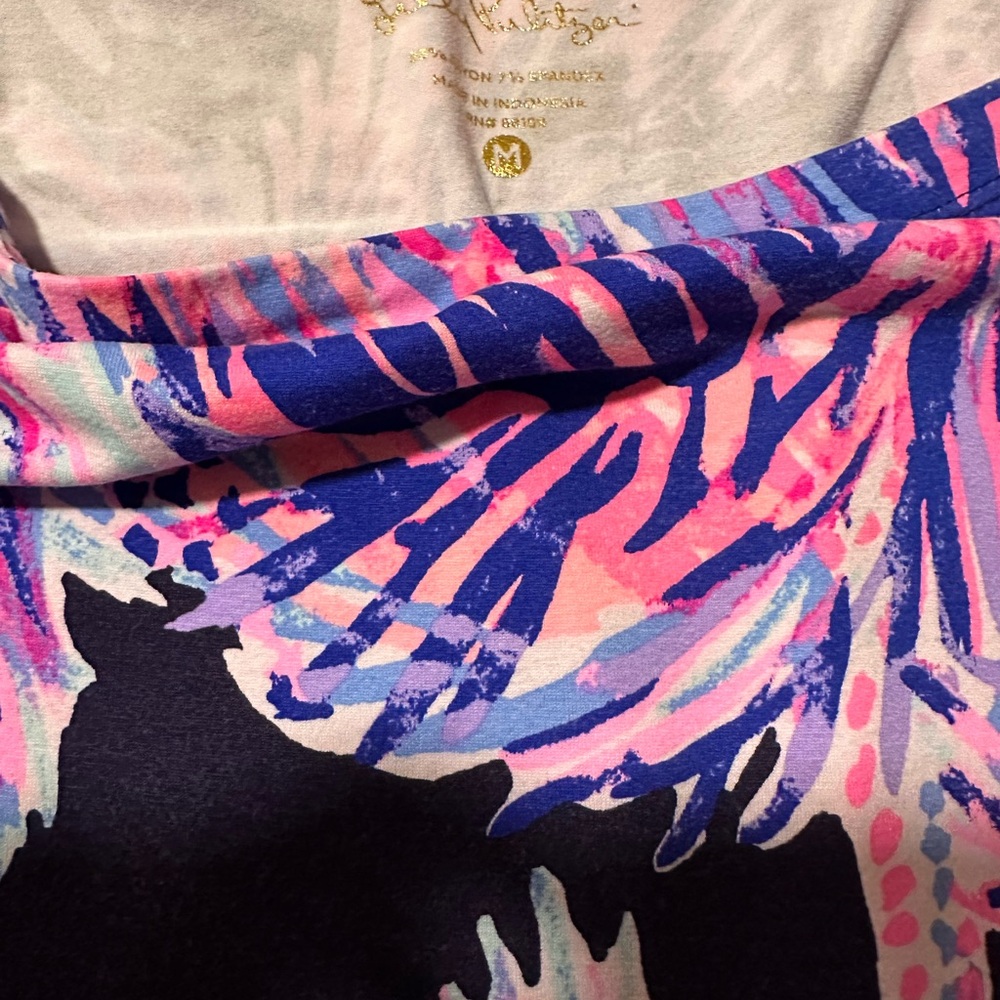 Lilly Pulitzer Palms Up Navy Dress with Pink & Purple Accents - Picture 5 of 5
